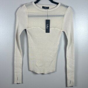 NWT Lulu’s Cream Ribbed Long Sleeve Top